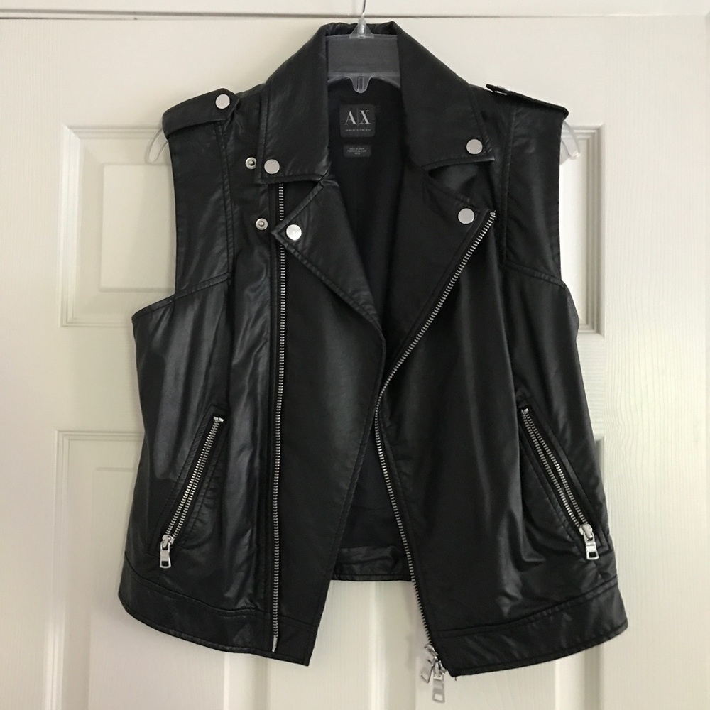Armani Exchange Leather Vest Moto Jacket size M